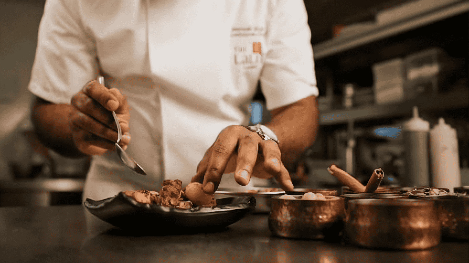 Private chef preparing a dish.
